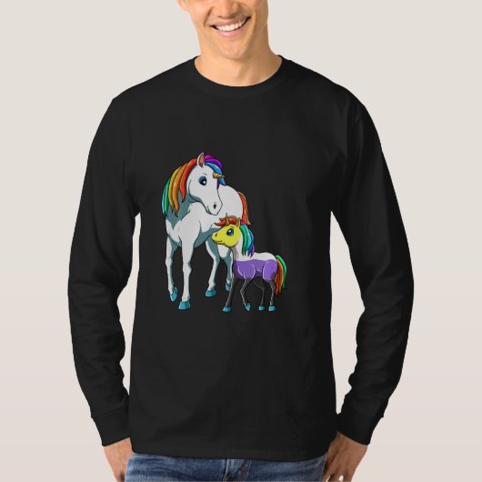 Cute Nonbinary and Genderqueer Unicorn Mama T-shirt (Voorkant)