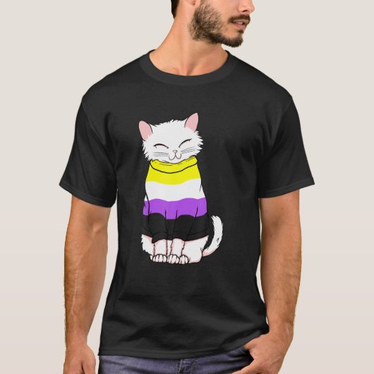 Cute Nonbinary Cat Pride T-shirt (Voorkant)