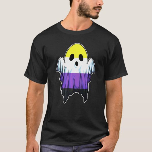 Cute Nonbinary Ghost Lgbt Halloween Ghost Lgbtq No T-shirt (Voorkant)