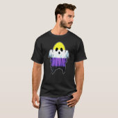 Cute Nonbinary Ghost Lgbt Halloween Ghost Lgbtq No T-shirt (Voorkant volledig)