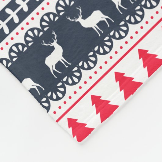 Cute Nordic Folk Feestdagen Navy Red Pattern Fleece Deken (Hoek)
