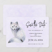Cute Nordic Fox met Floral Design Save The Date (Voorkant / Achterkant)