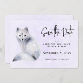 Cute Nordic Fox met Floral Design Save The Date (Voorkant / Achterkant)