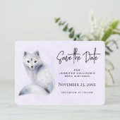Cute Nordic Fox met Floral Design Save The Date (Staand voorkant)