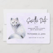 Cute Nordic Fox met Floral Design Save The Date (Voorkant)