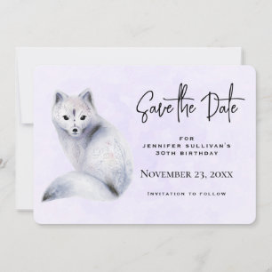Cute Nordic Fox met Floral Design Save The Date