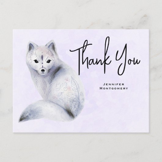 Cute Nordic Fox met Floral Markets Bedankt Briefkaart (Voorkant)