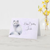 Cute Nordic Fox met Floral Markings Birthday Kaart (Gele Bloem)