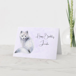 Cute Nordic Fox met Floral Markings Birthday Kaart