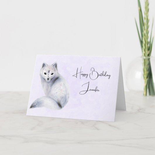 Cute Nordic Fox met Floral Markings Birthday Kaart (Voorkant)