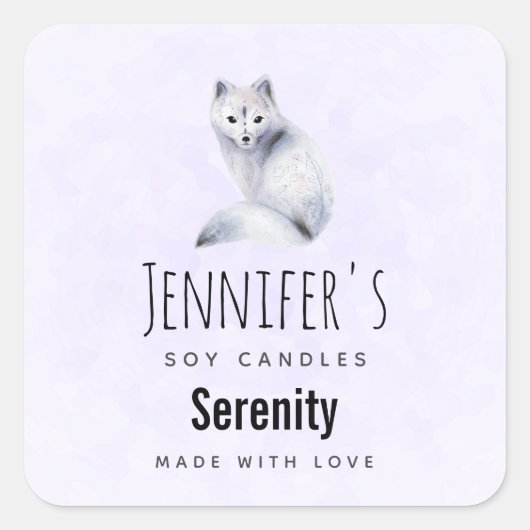 Cute Nordic Fox met Floral Markings Candle Biz Vierkante Sticker (Voorkant)