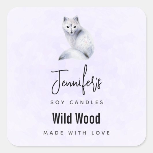 Cute Nordic Fox met Floral Markings Candle Biz Vierkante Sticker (Voorkant)