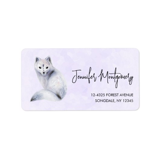Cute Nordic Fox met Floral Markings Etiket (Voorkant)