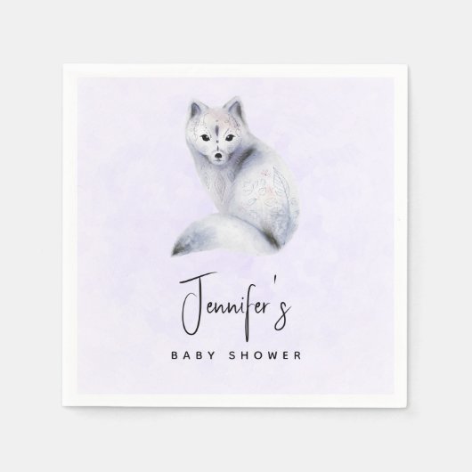 Cute Nordic Fox met Floral Markings Event Servet (Voorkant)