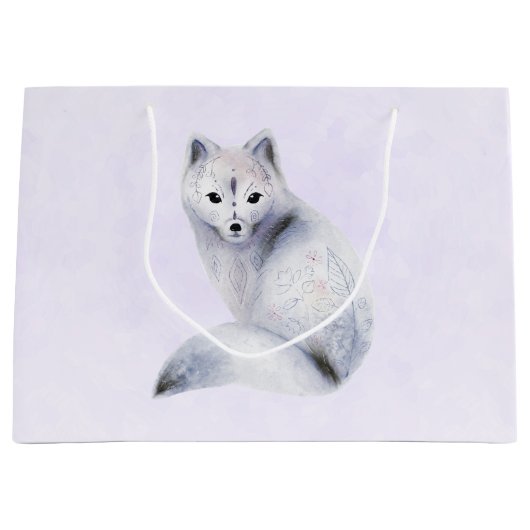 Cute Nordic Fox met Floral Markings Groot Cadeauzakje (Voorkant)