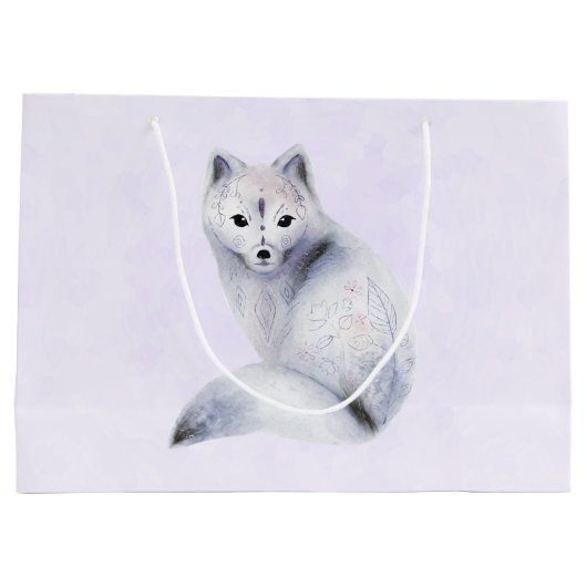 Cute Nordic Fox met Floral Markings Groot Cadeauzakje (Achterkant)