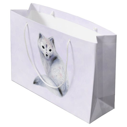 Cute Nordic Fox met Floral Markings Groot Cadeauzakje (Achterkant Gekanteld)