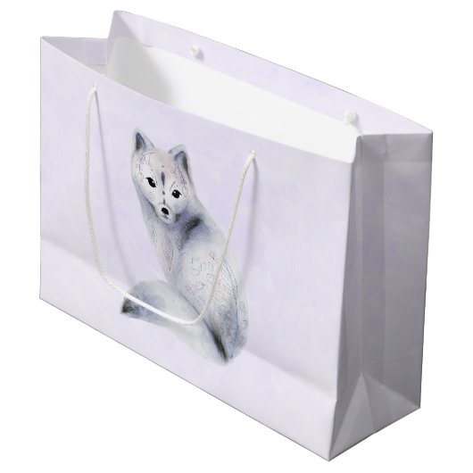 Cute Nordic Fox met Floral Markings Groot Cadeauzakje (Voorkant Gekanteld)
