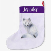 Cute Nordic Fox met Floral Markings Grote Kerstsok (Achterkant)