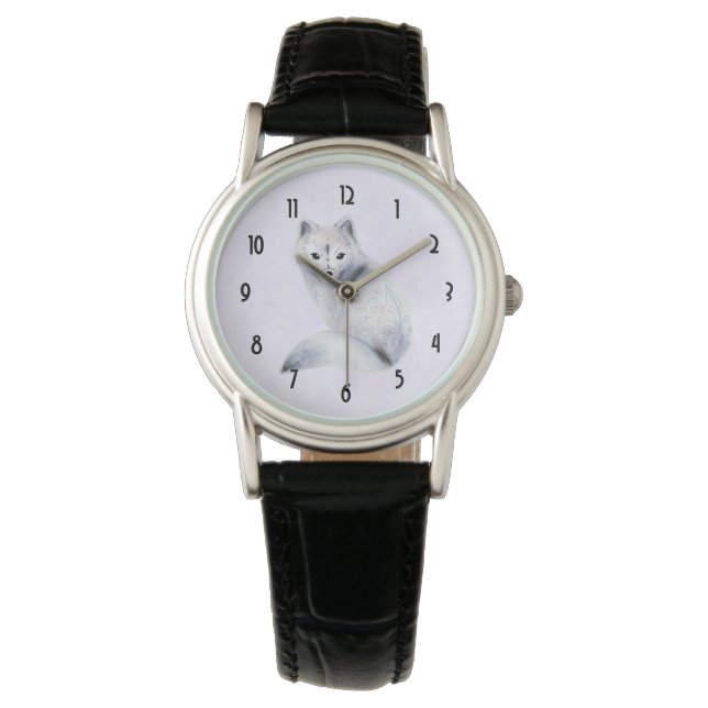 Cute Nordic Fox met Floral Markings Horloge (Voorkant)