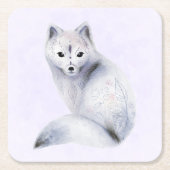 Cute Nordic Fox met Floral Markings Kartonnen Onderzetters (Voorkant)