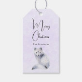 Cute Nordic Fox met Floral Markings Kerstmis Cadeaulabel (Voorkant)