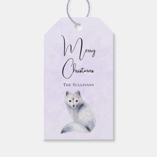 Cute Nordic Fox met Floral Markings Kerstmis Cadeaulabel (Voorkant)