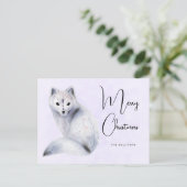 Cute Nordic Fox met Floral Markings Kerstmis Feestdagenkaart (Staand voorkant)