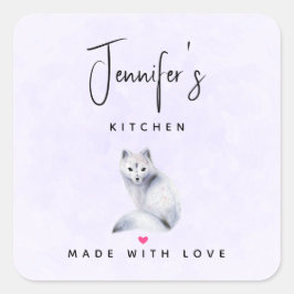 Cute Nordic Fox met Floral Markings Kitchen Vierkante Sticker