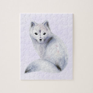 Cute Nordic Fox met Floral Markings Legpuzzel