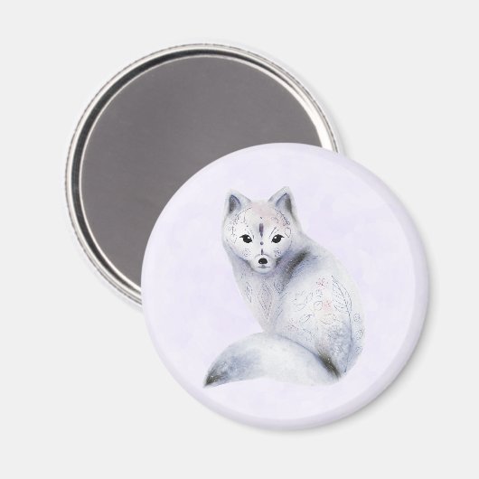 Cute Nordic Fox met Floral Markings Magneet (Voorkant / Achterkant)