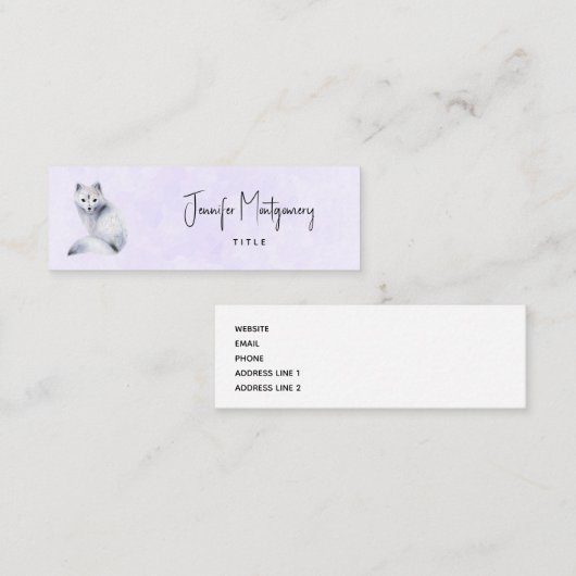 Cute Nordic Fox met Floral Markings Mini Visitekaartje (Voorkant / Achterkant)