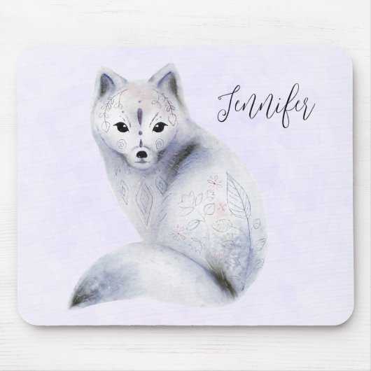 Cute Nordic Fox met Floral Markings Muismat (Voorkant)