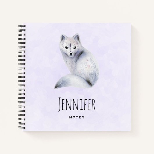 Cute Nordic Fox met Floral Markings Notitieboek (Voorkant)