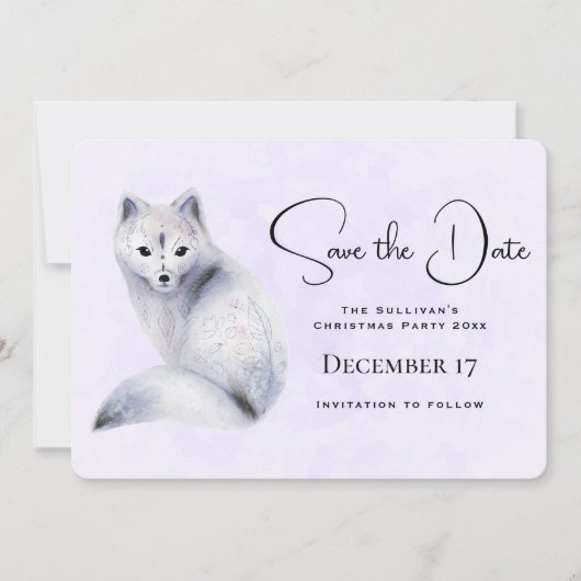 Cute Nordic Fox met Floral Markings Save The Date (Voorkant)