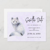 Cute Nordic Fox met Floral Markings Save the Date Uitnodiging Briefkaart (Voorkant / Achterkant)