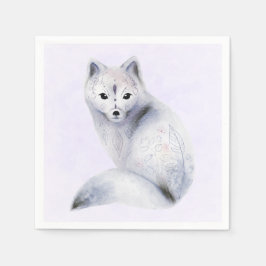 Cute Nordic Fox met Floral Markings Servet