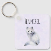 Cute Nordic Fox met Floral Markings Sleutelhanger (Voorkant)