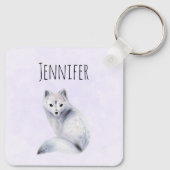 Cute Nordic Fox met Floral Markings Sleutelhanger (Achterkant)