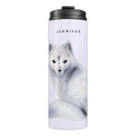 Cute Nordic Fox met Floral Markings Thermosbeker