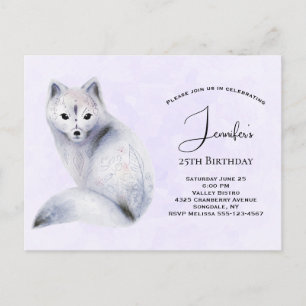 Cute Nordic Fox met Floral Markings Uitnodiging Briefkaart