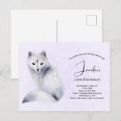Cute Nordic Fox met Floral Markings Uitnodiging Briefkaart (Voorkant / Achterkant)