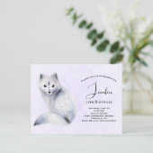 Cute Nordic Fox met Floral Markings Uitnodiging Briefkaart (Staand voorkant)