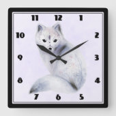 Cute Nordic Fox met Floral Markings Vierkante Klok (Voorkant)