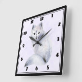 Cute Nordic Fox met Floral Markings Vierkante Klok (Hoek)