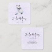 Cute Nordic Fox met Floral Markings Vierkante Visitekaartje (Voorkant / Achterkant)