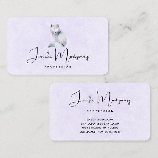 Cute Nordic Fox met Floral Markings Visitekaartje (Voorkant / Achterkant)