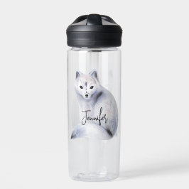 Cute Nordic Fox met Floral Markings Waterfles