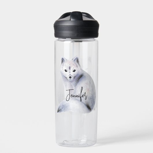 Cute Nordic Fox met Floral Markings Waterfles (Voorkant)