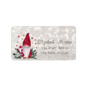 Cute Nordic Gnome Glittery Bokeh Etiket (Voorkant)